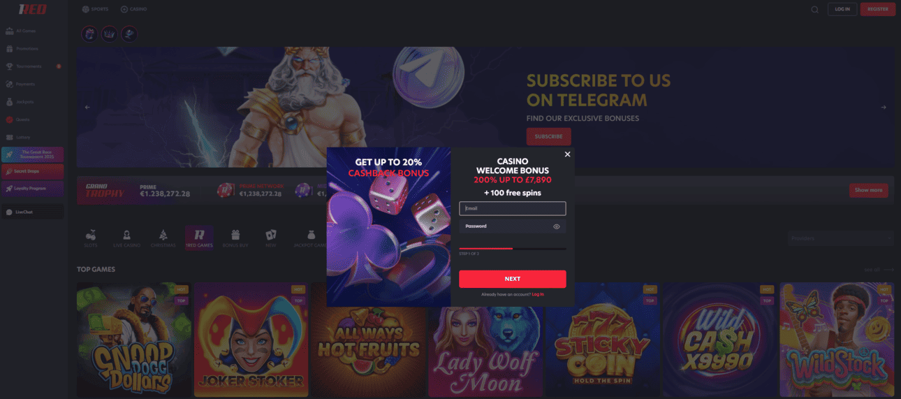 1Red Casino Registration